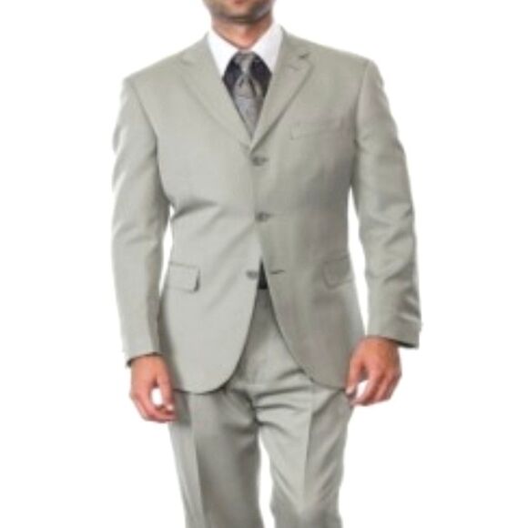 LINEAGE SPORTCOAT, Sz 44R, GREY STRIPED FABRIC, MERINO WOOL - Picture 2 of 15